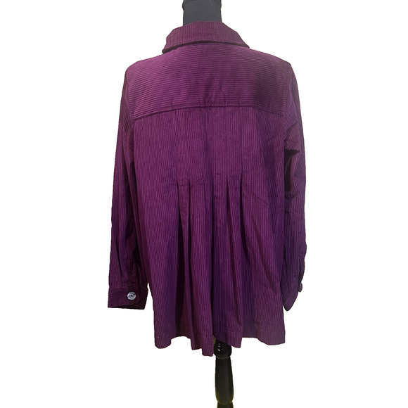 Woman Within Wide Wale Corduroy Shacket Button Chore Jacket Size 14/16 Purple - Picture 2 of 12